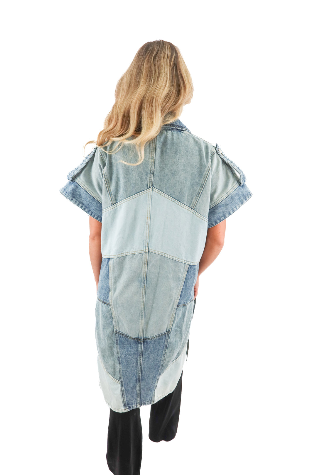 akira denim patchwork dress (S/M; retail $89)