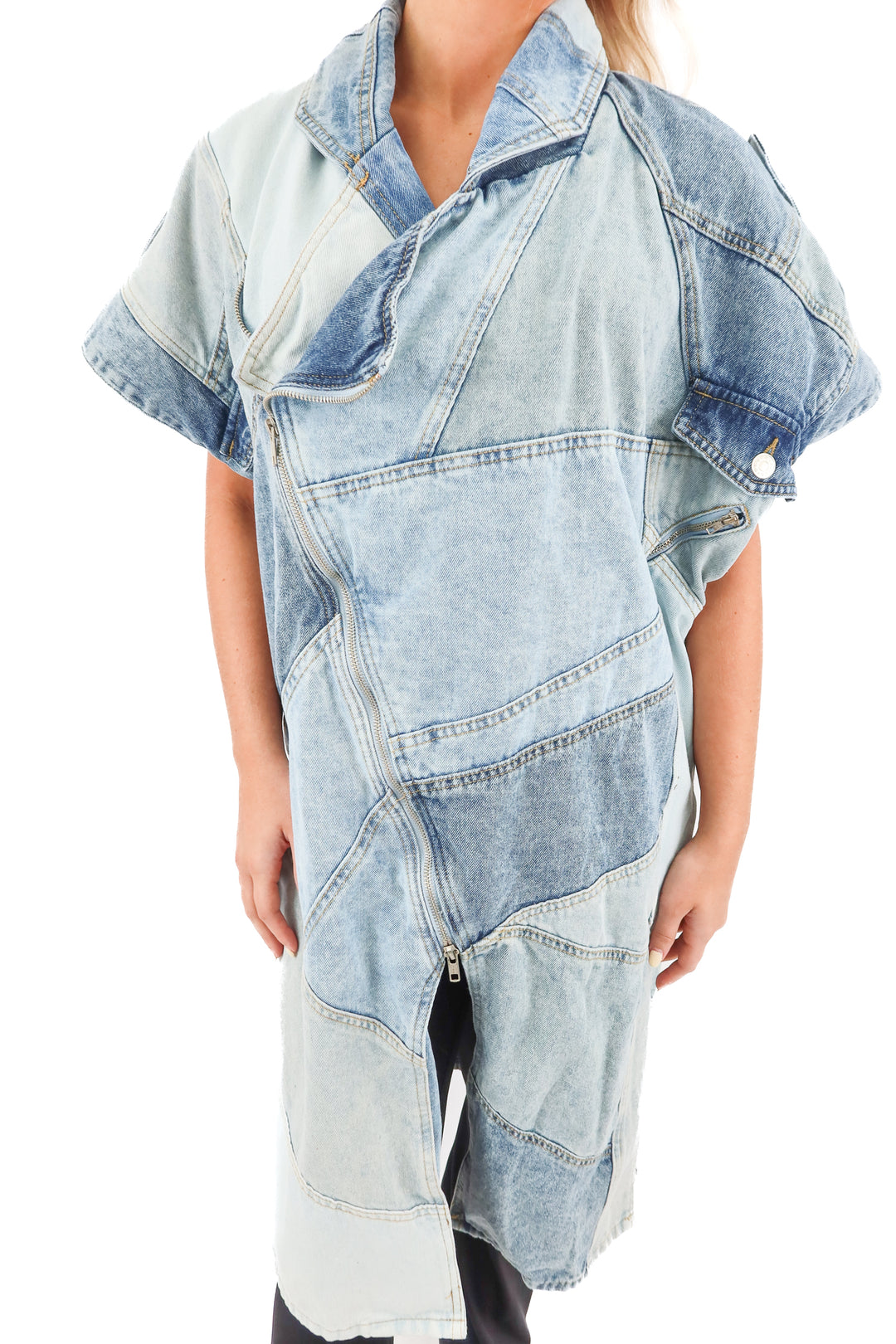 akira denim patchwork dress (S/M; retail $89)