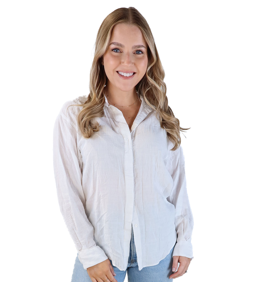 Express white linen button up top (xs; retails for $55)
