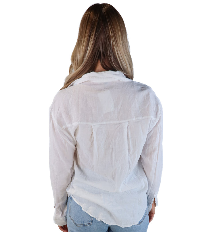 Express white linen button up top (xs; retails for $55)
