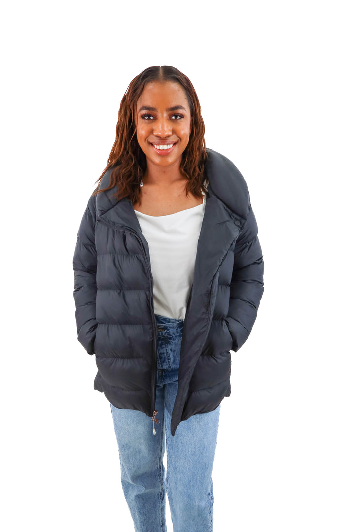calia black puffer jacket (xs; retail $198)