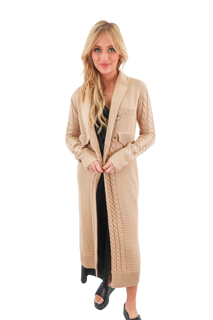 jluxlabel brown long cardigan (s; retail $64)