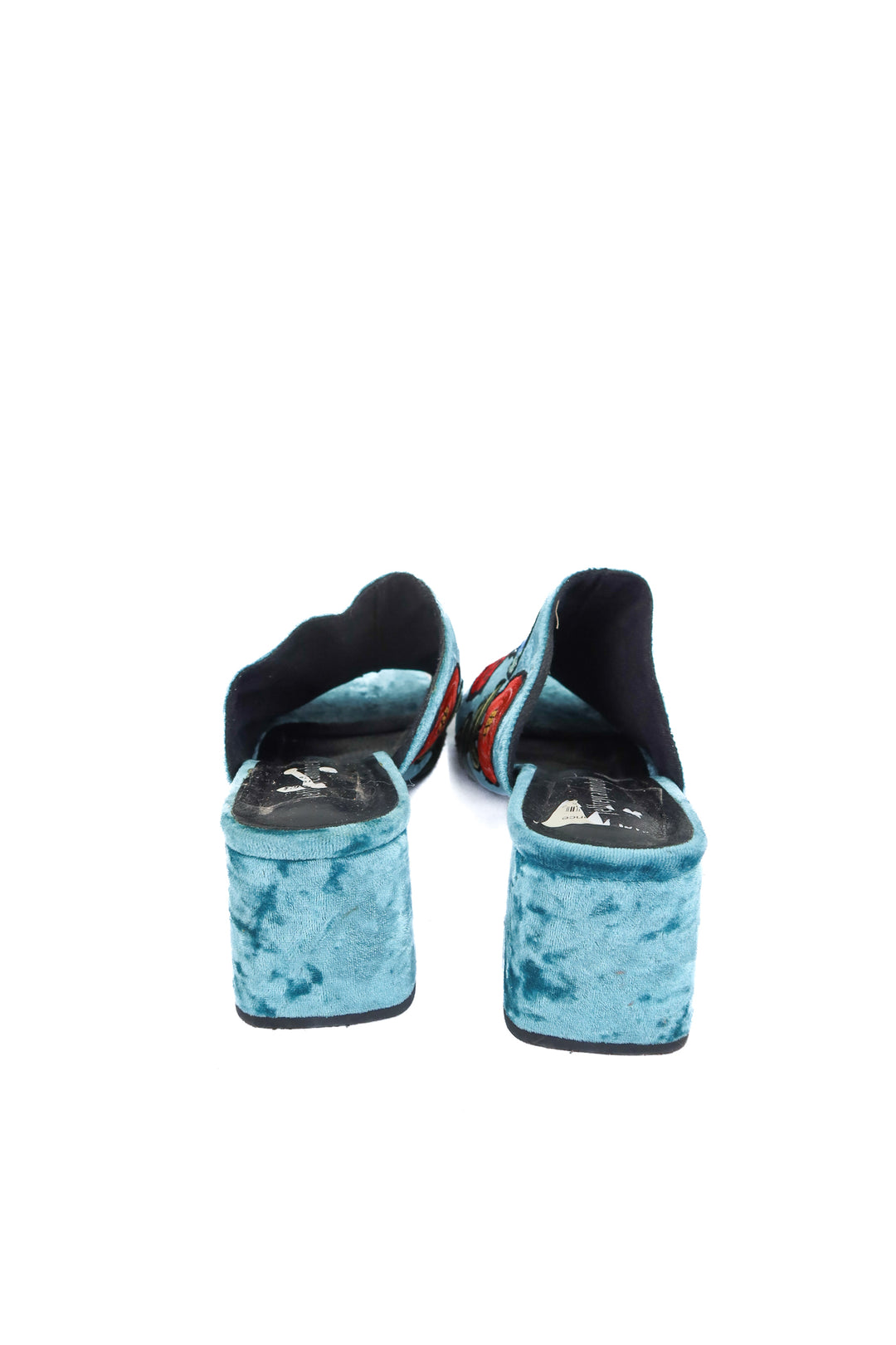 jeffrey campbell blue embroidered block heel (11; retail $185)
