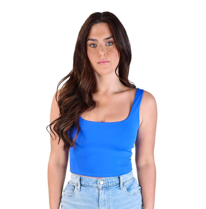 Express colbat blue crop top (m)