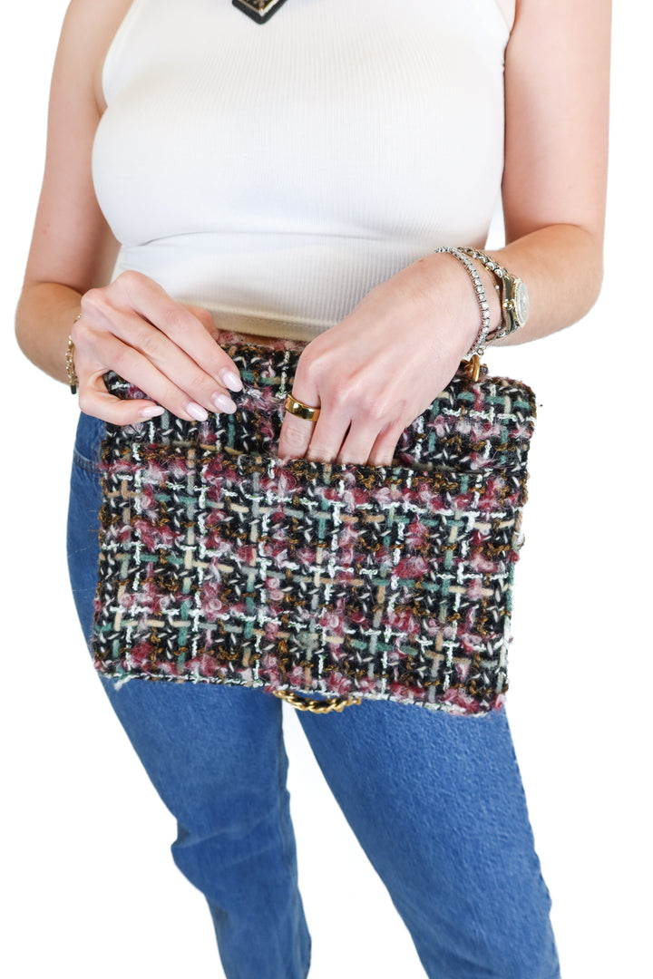 Tory Burch Tweed Shoulder Bag with Chain Strap