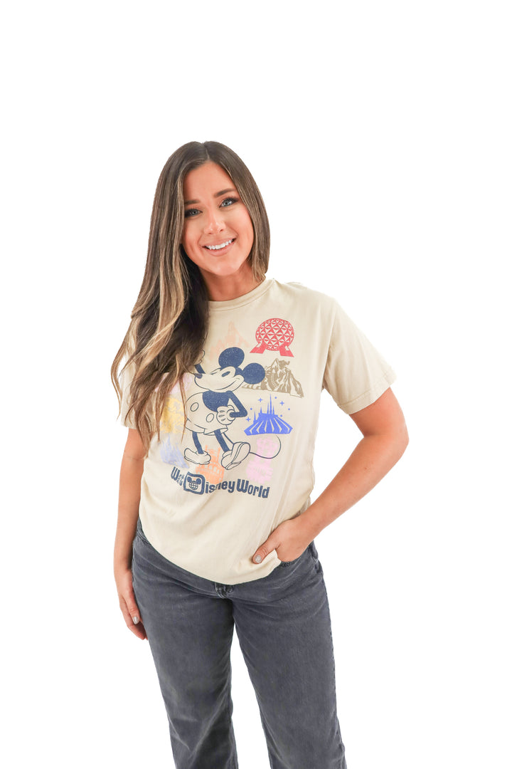 Mickey Mouse tan graphic tee (M)