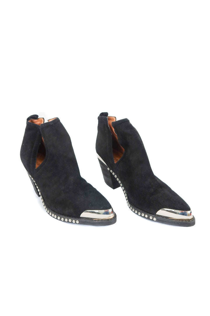 jeffery campbell black studded booties (10; retail $250)
