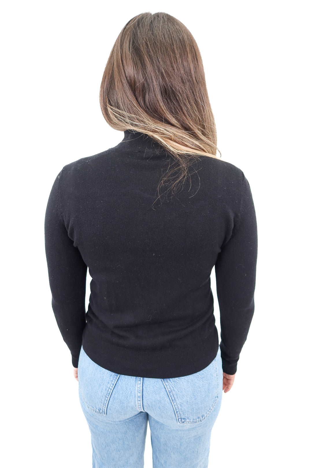 skies are blue black mockneck sweater (m)