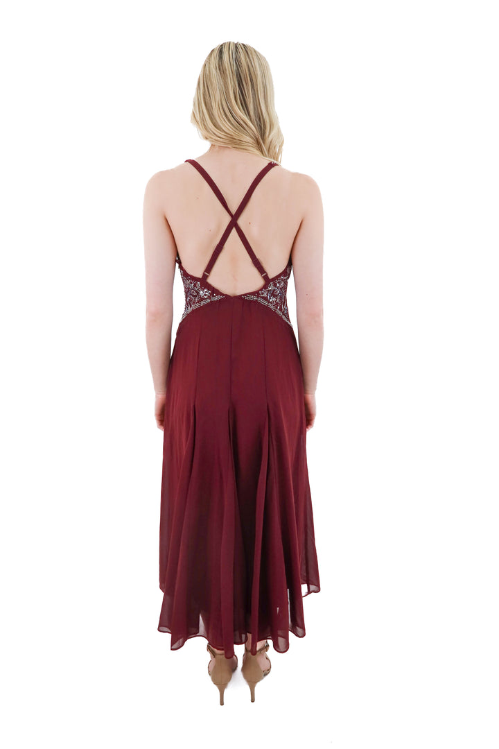 abercrombie & fitch burgundy sequin maxi dress (XS; retail $130)