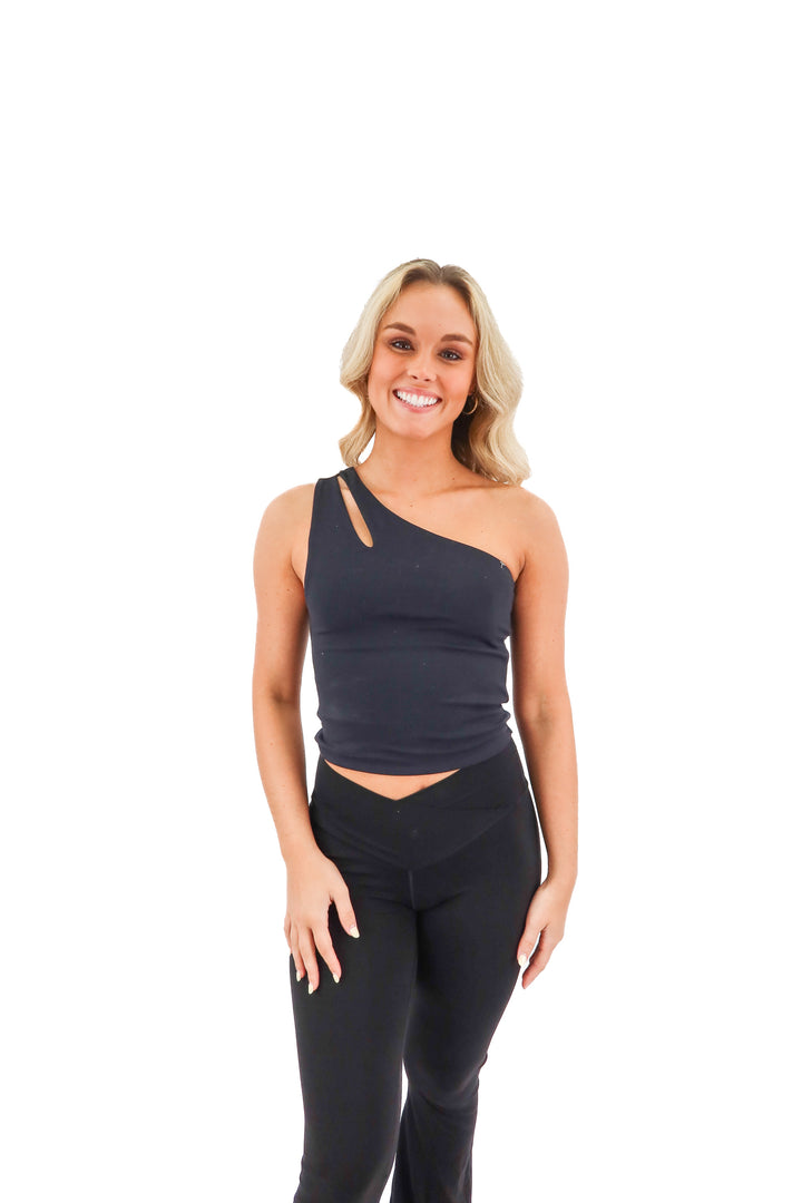 abercrombie & fitch black one shoulder top (S)