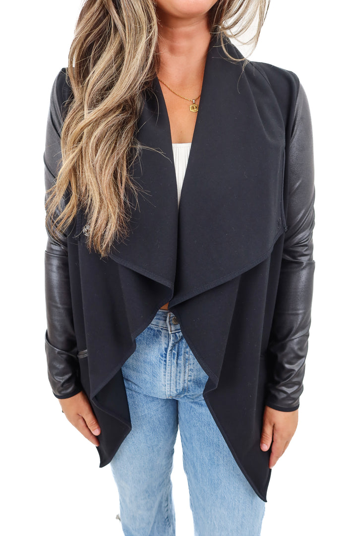 spanx black/leather jacket (m)