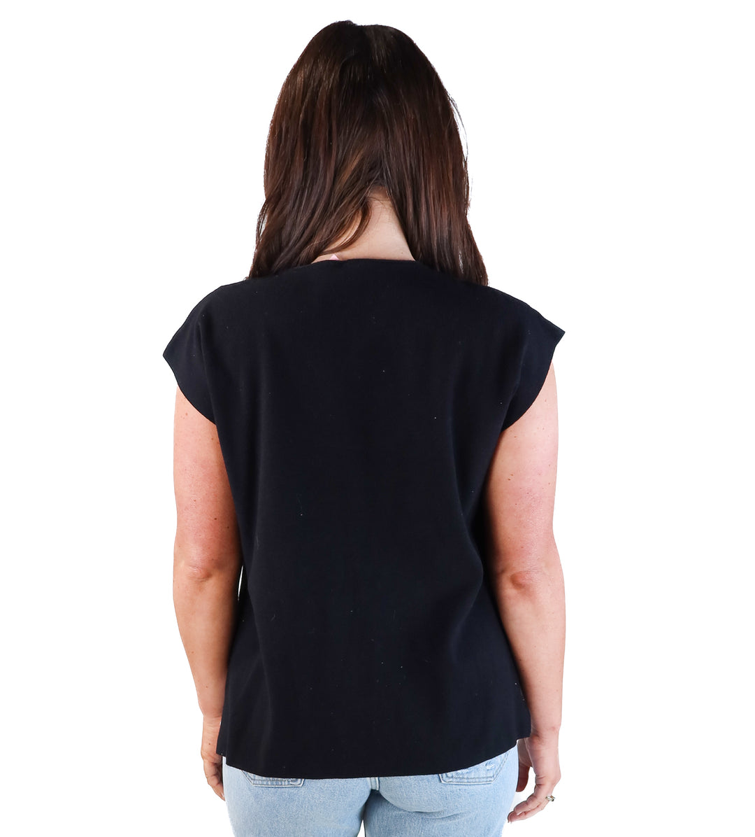 black sleeveless oversized knit top (s)