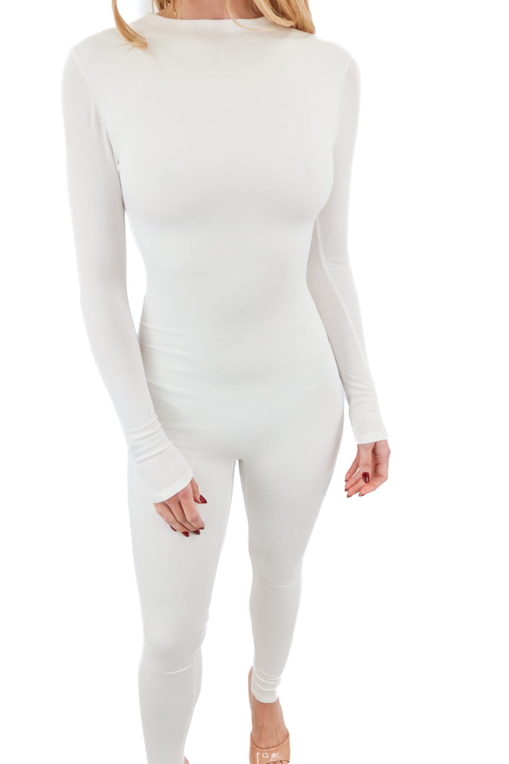 naked wardrobe white jumpsuit NWT (s; retail $86)