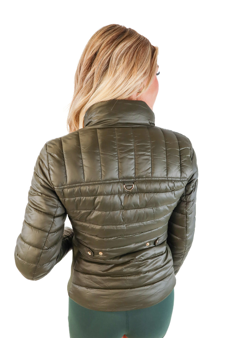 SOLD: Love tree dark green puffer jacket (s)