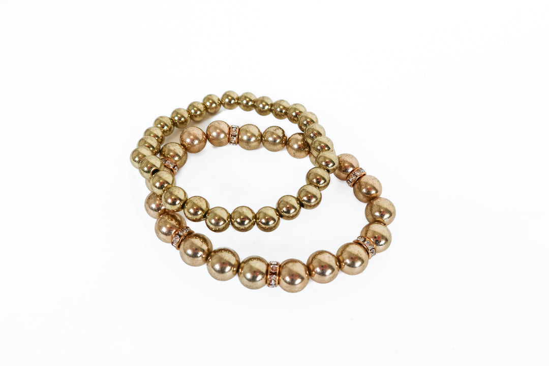 2 gold ball bracelets