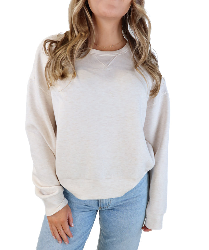 Spanx heathered beige air essentials pullover (s; retails for $98)