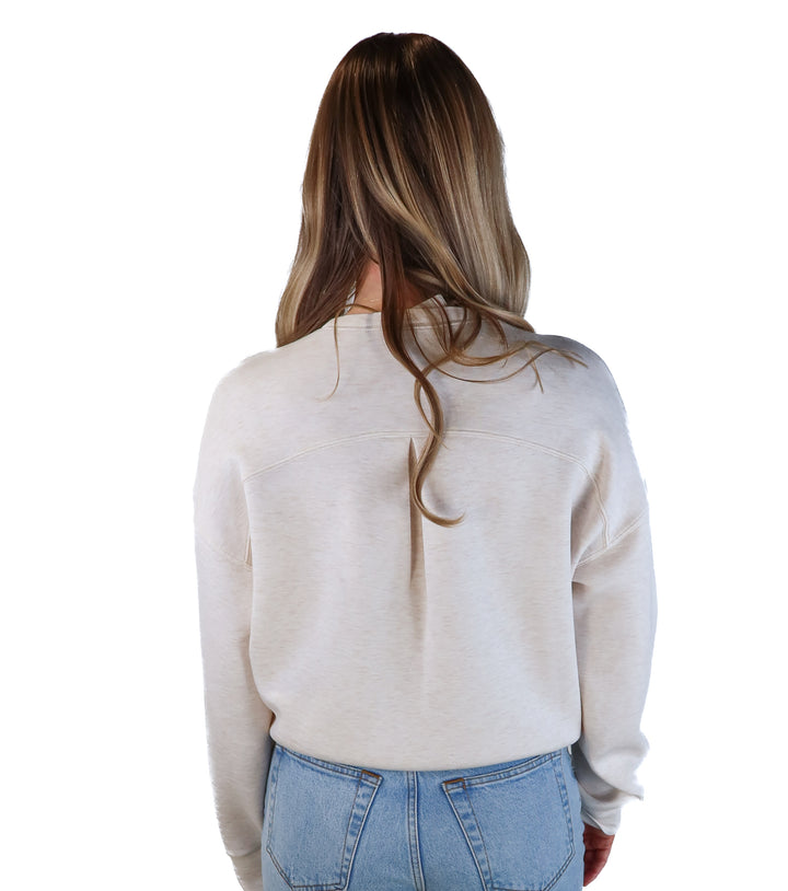 Spanx heathered beige air essentials pullover (s; retails for $98)