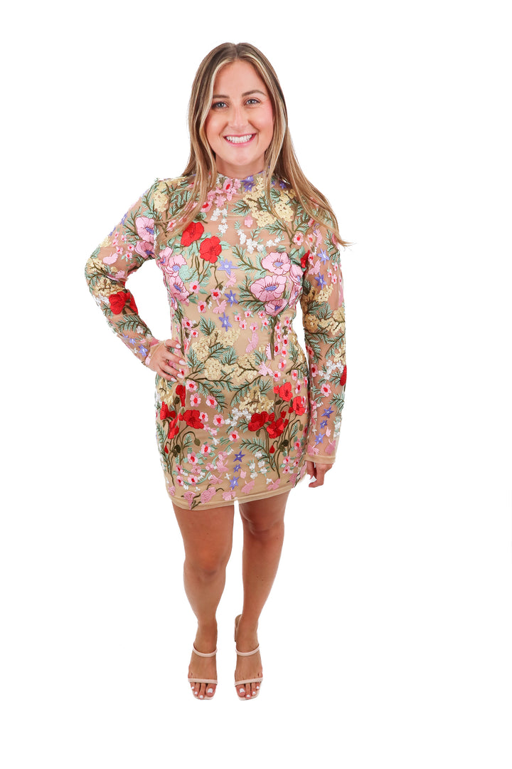 nova luxe sheer floral dress (L)