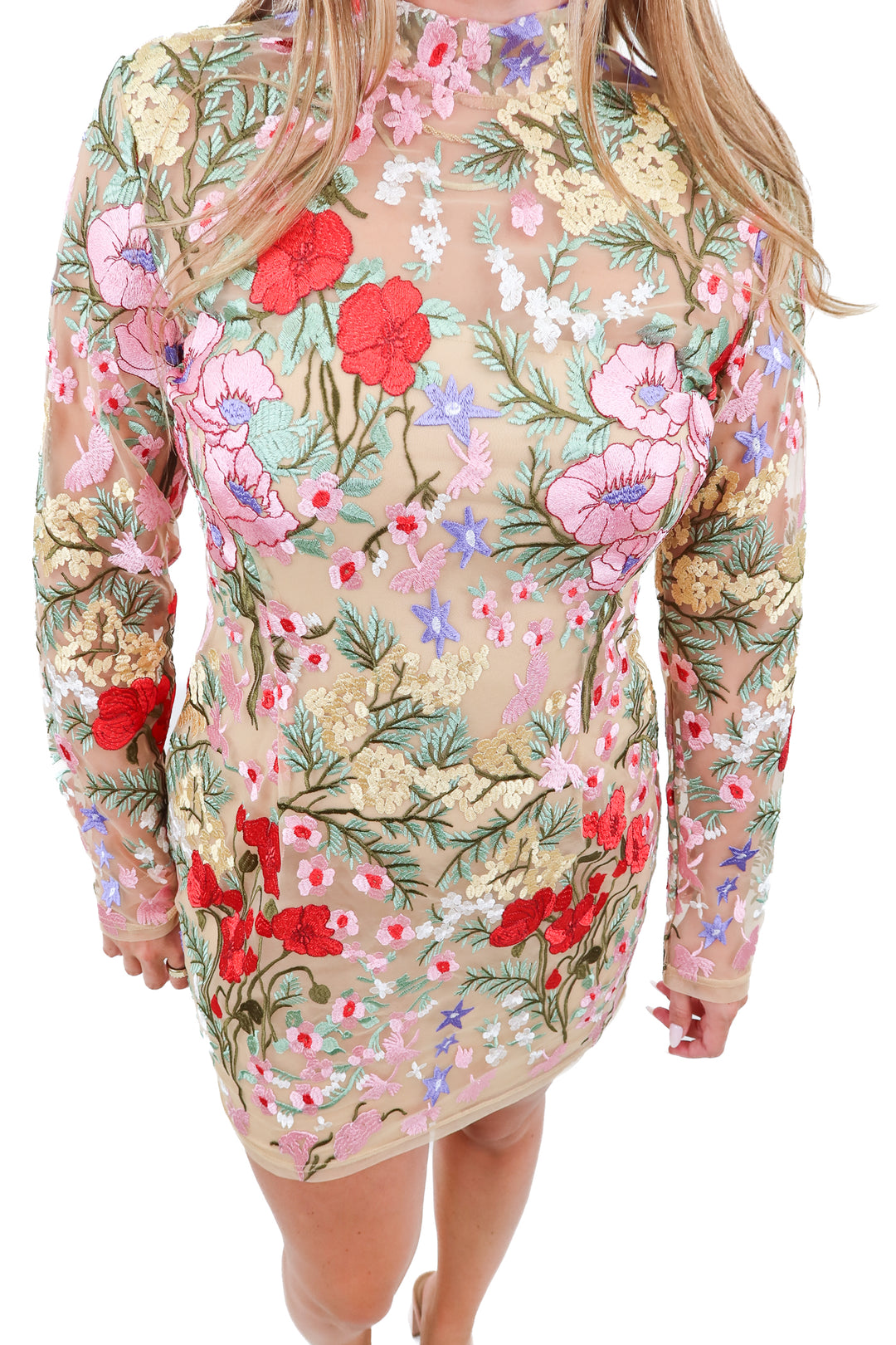 nova luxe sheer floral dress (L)