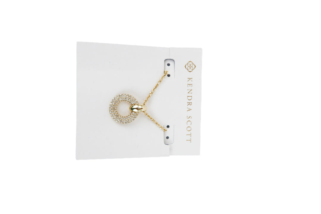 kendra scott gold crystal circle pendant necklace (retail $75)