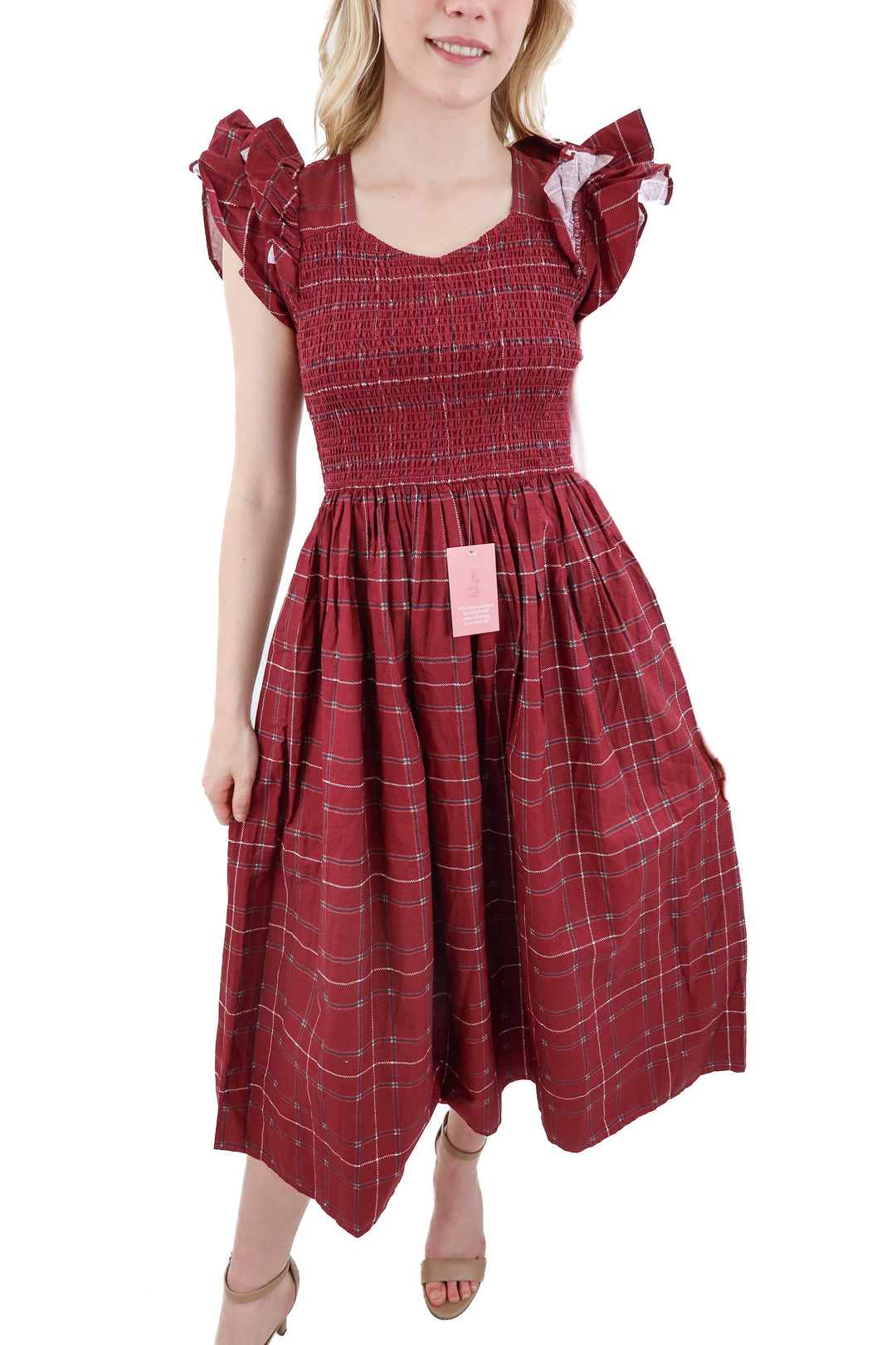 ivy city co red plaid maxi dress nwt (XS; retail $128)