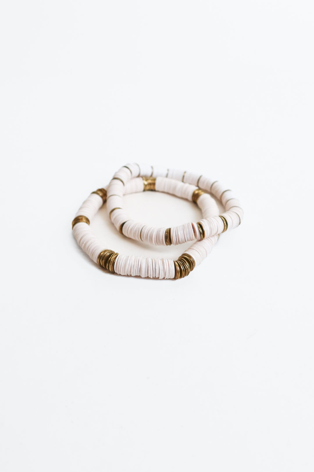 white and gold beaded bracelets