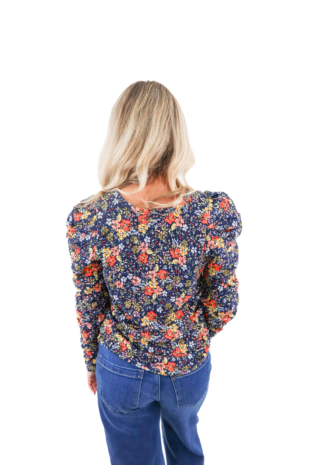 loft navy and floral longsleeve top nwt (s; retail $54.50)