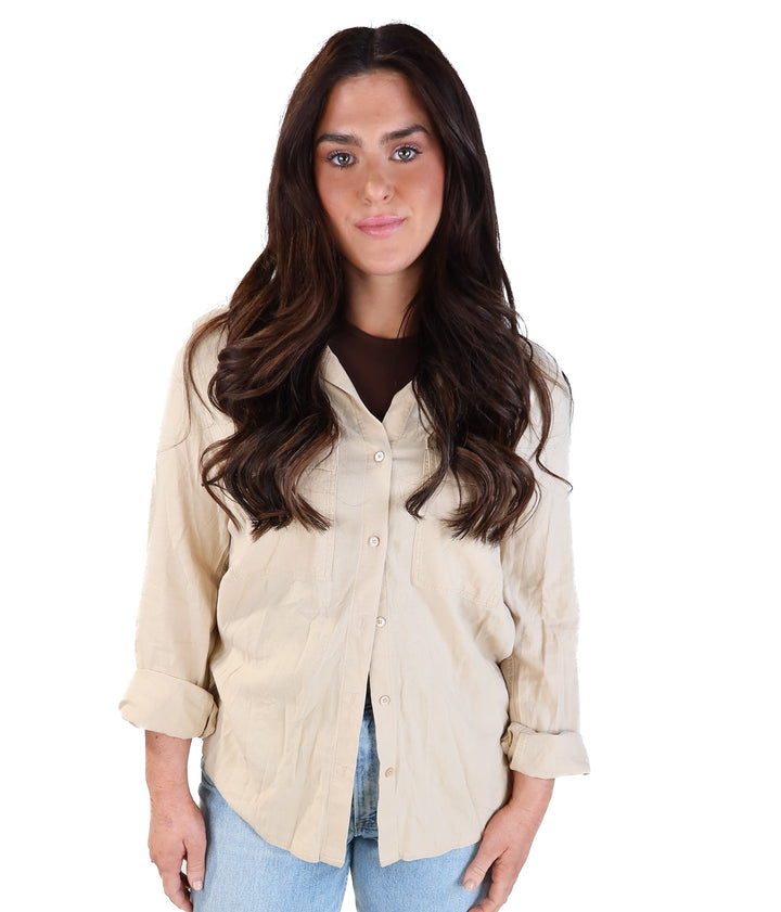 Babaton beige button up (m; retail $88)