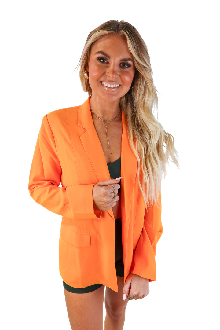 Skies Are Blue Bright Orange Blazer NWT (M; retail $95)