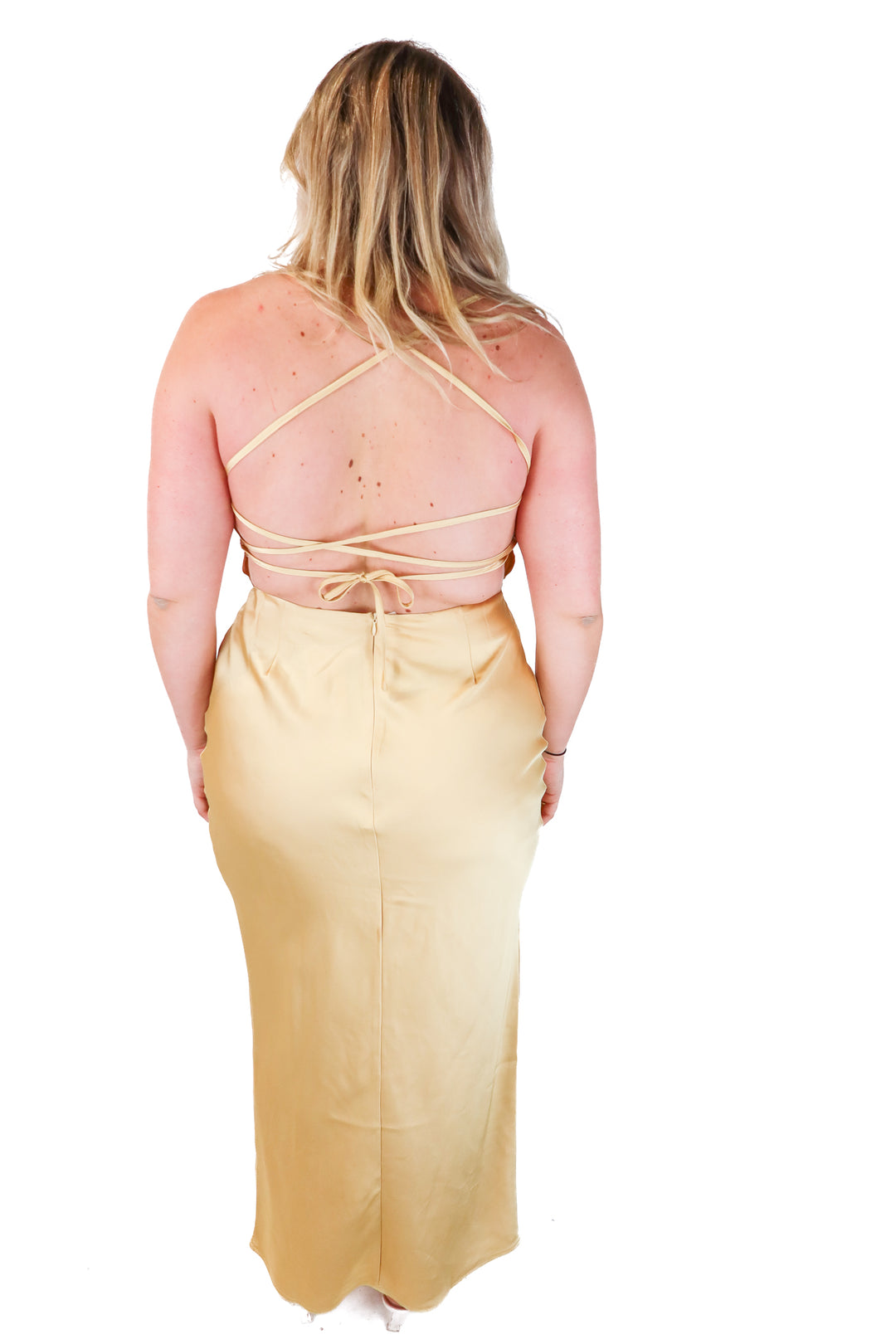 in the style gold strappy maxi dress NWT (12)