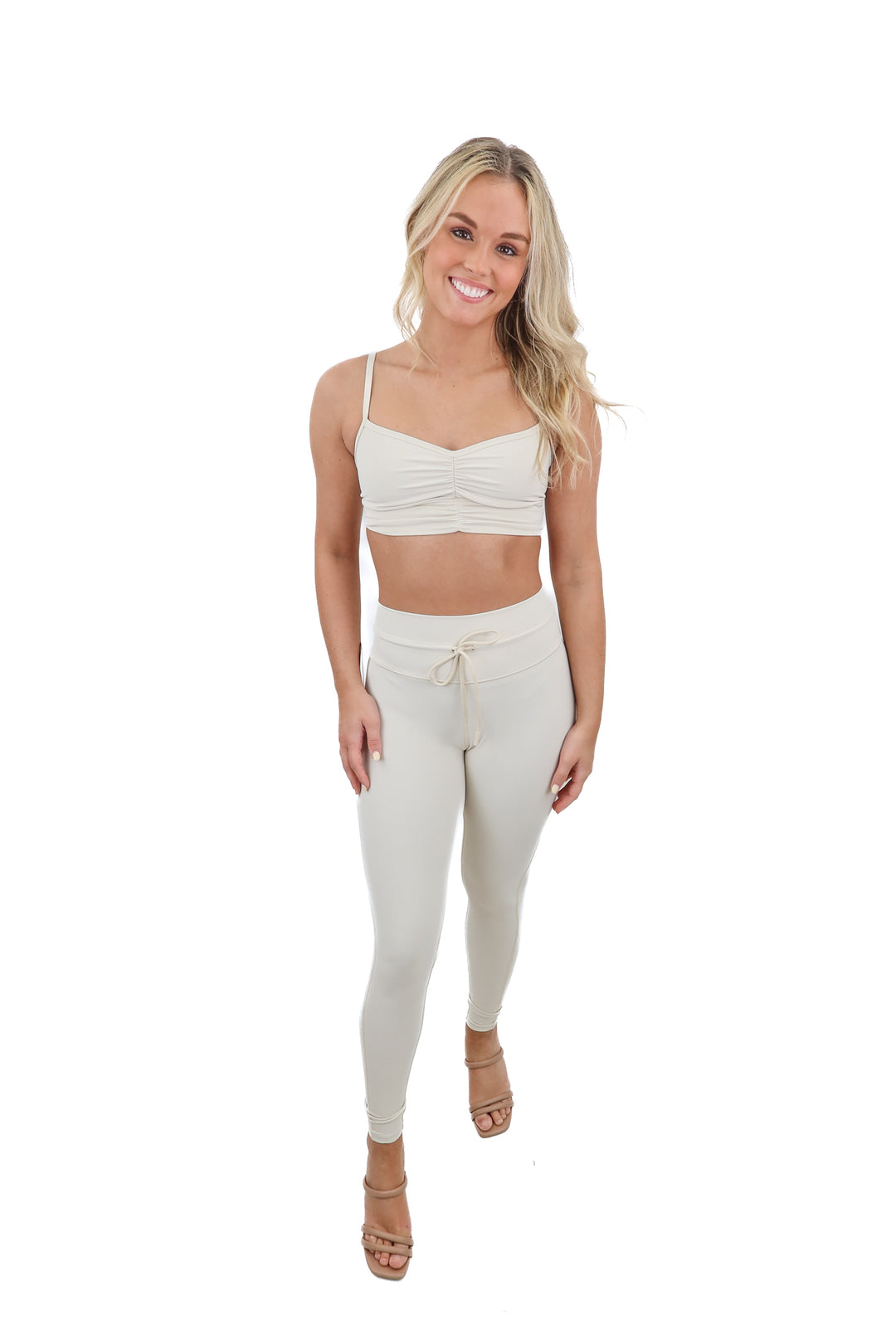lspace tan ribbed active set (s; retail $198)
