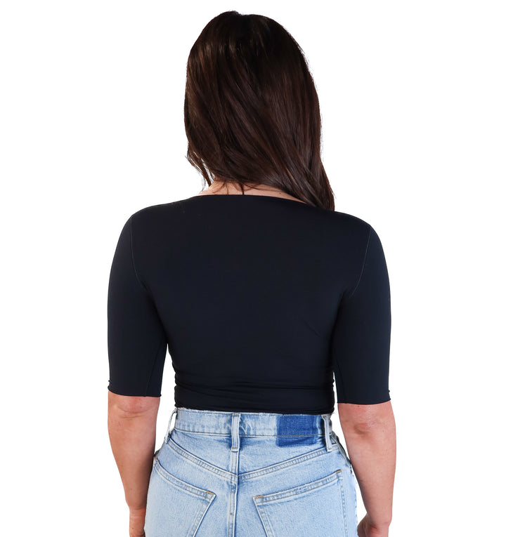 Spanx black v-neck elbow sleeve tee NWT (s; retails for $58)