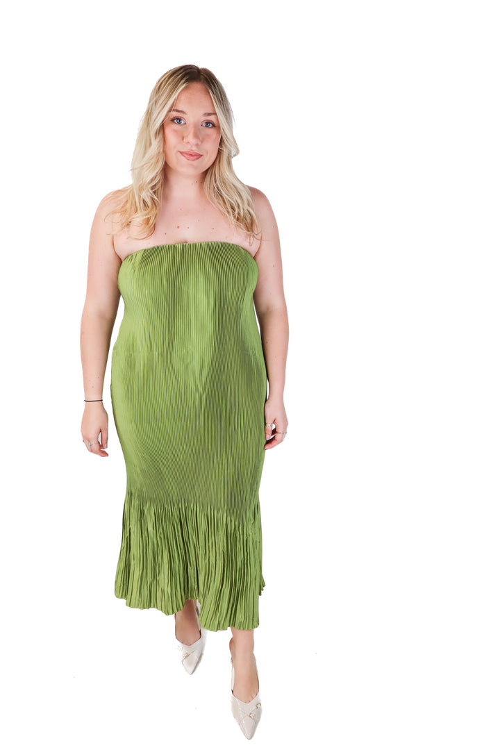 abercrombie & fitch green pleated dress (LT; retail $130)
