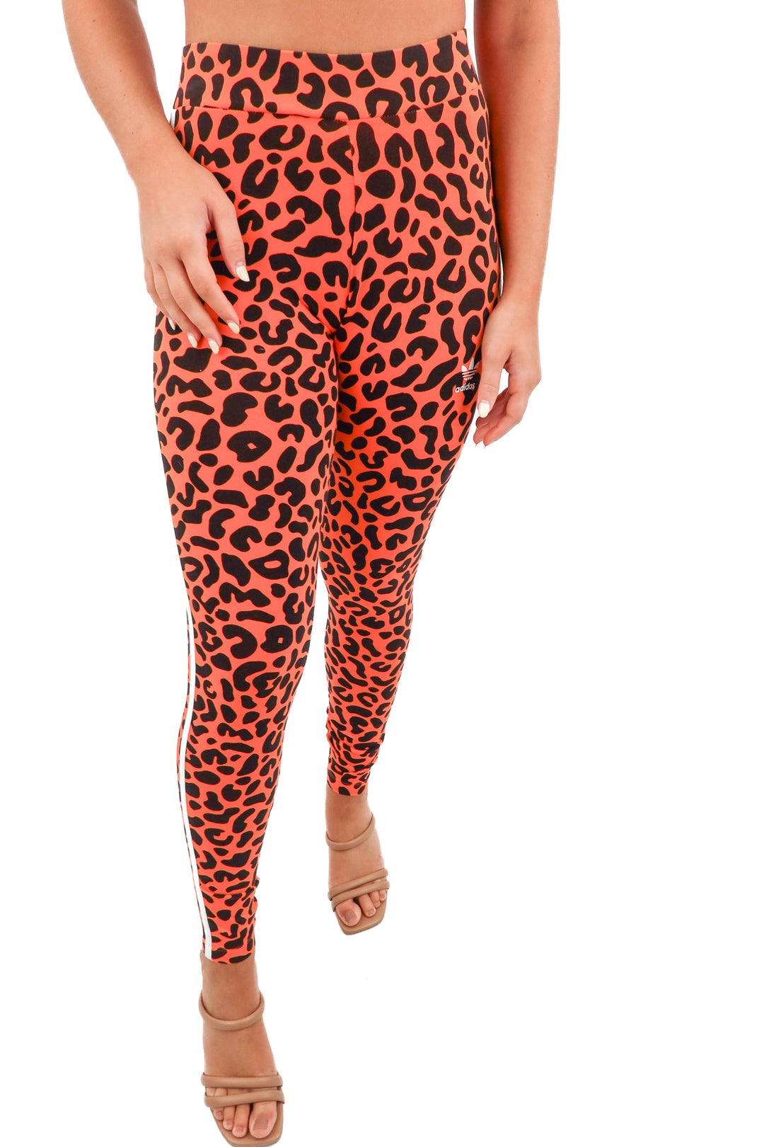 adidas orange leopard print leggings (S)