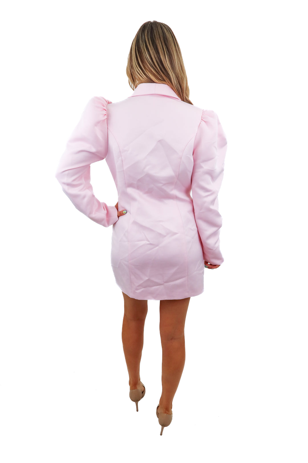 fashion nova pink puff sleeve blazer dress NWT (L; retail $70)