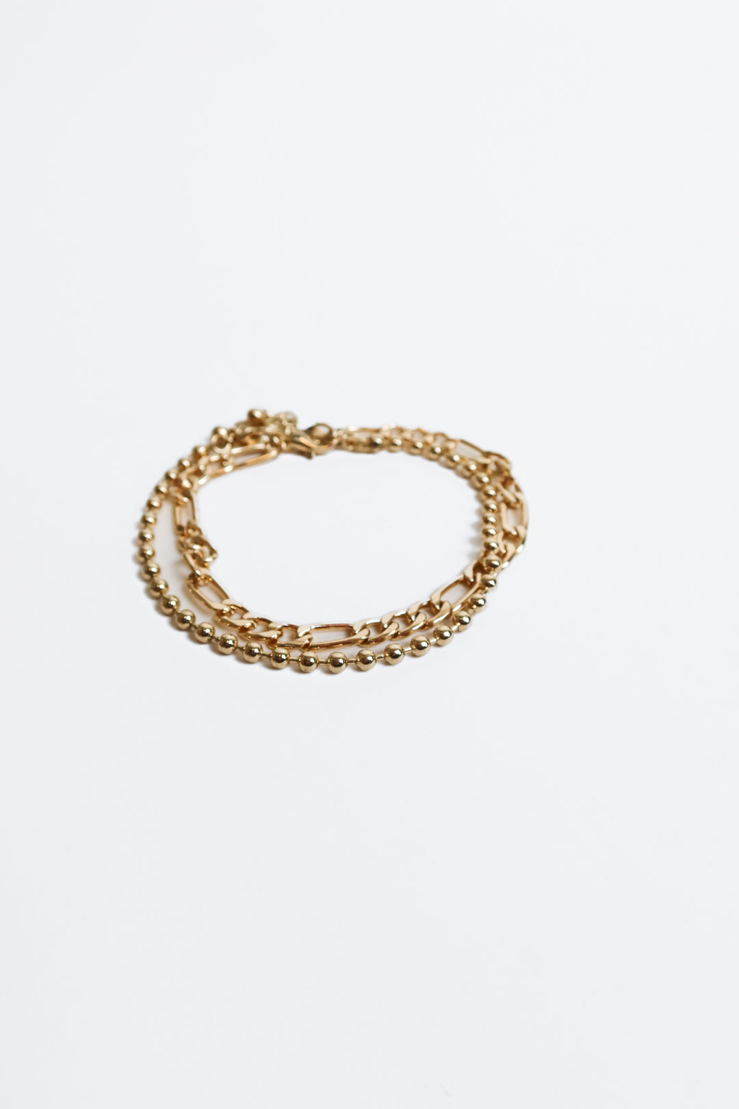 gold double chain bracelet