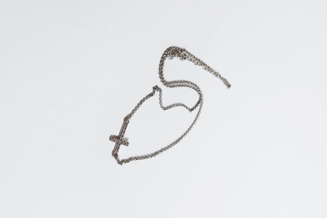 silver rhinestone cross necklace
