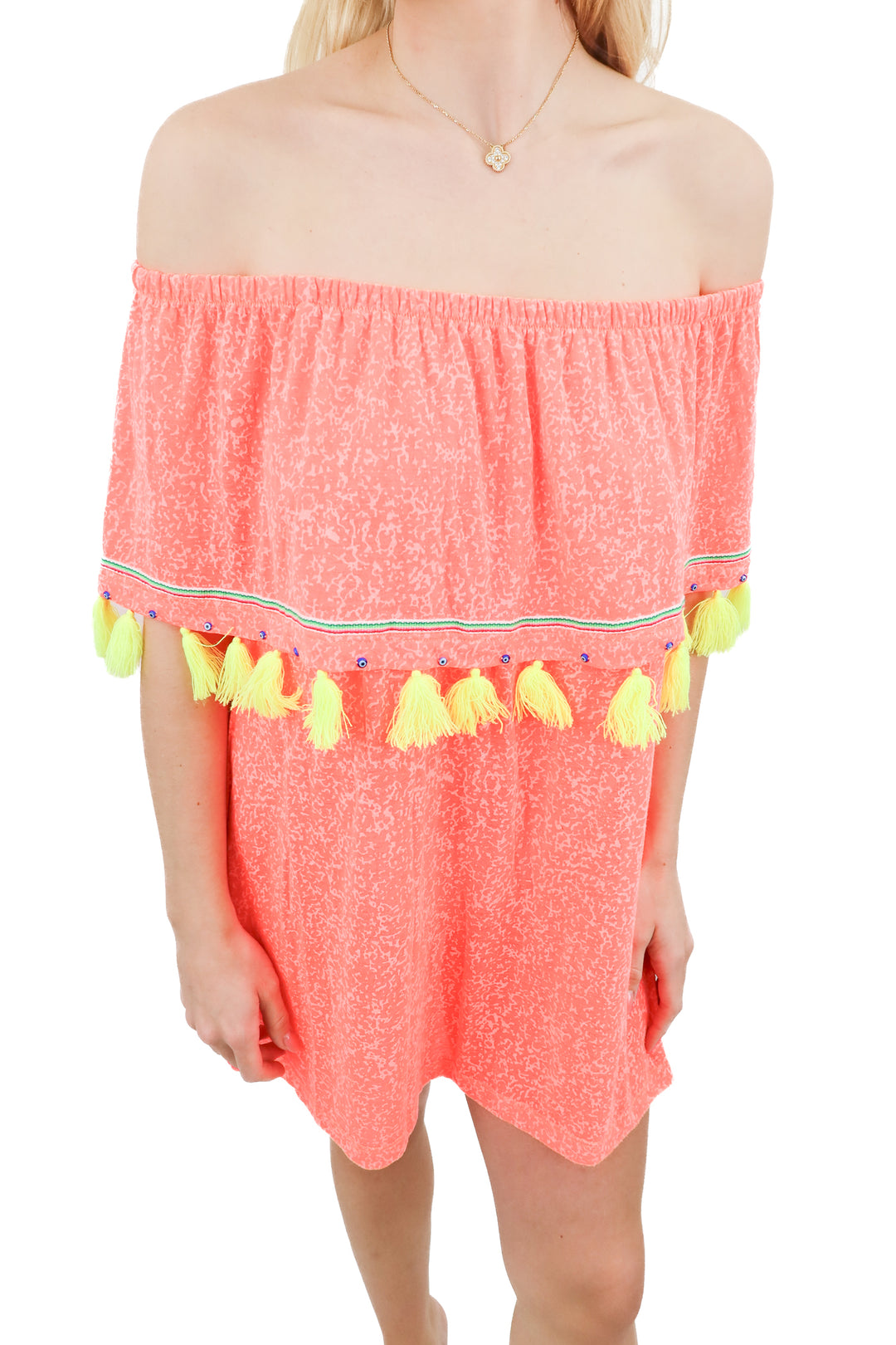 pitusa coral neon off the shoulder top (s; retail $95)