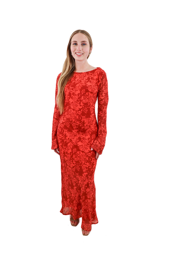 petal + pup red floral maxi (0; retail $89)