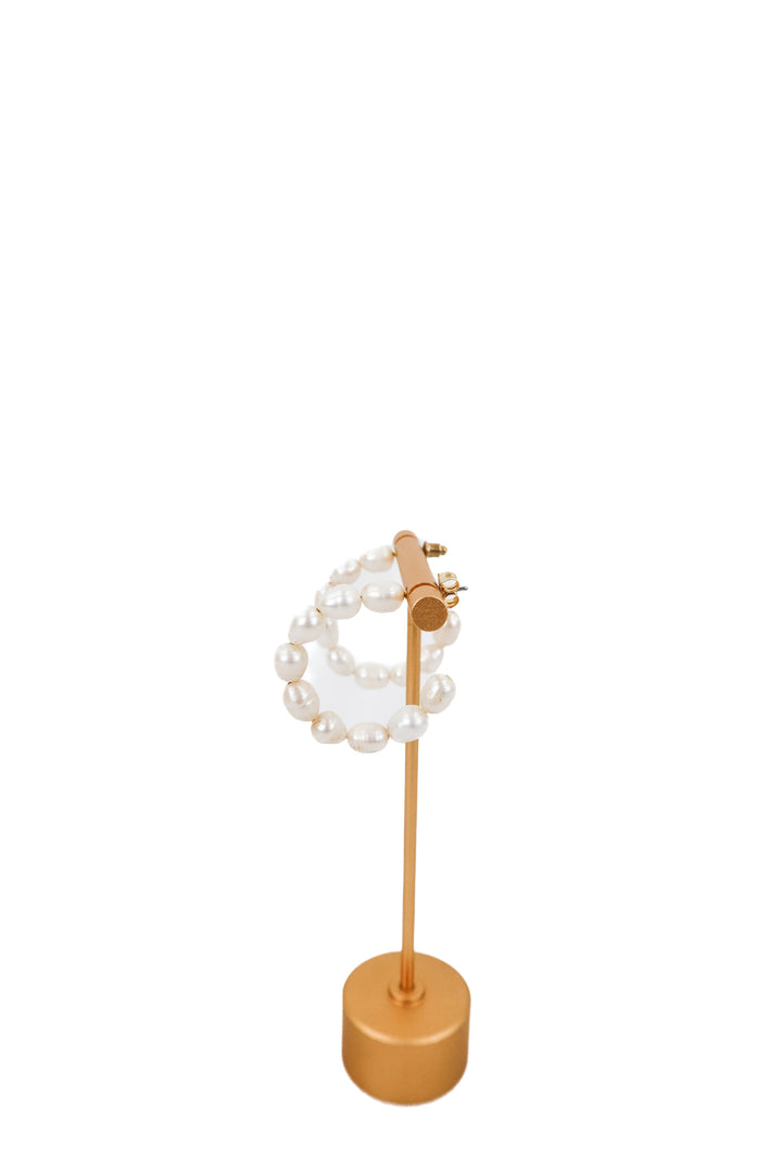 pearl open hoop earrings