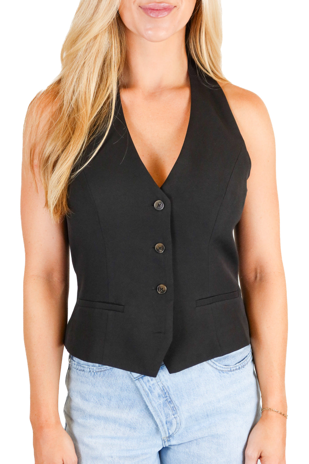 Endless Rose Black Vest Halter Top (S)