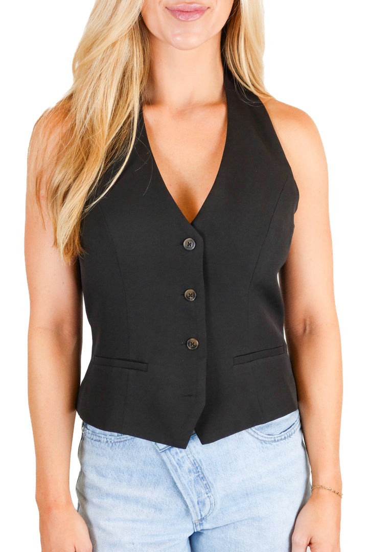 Endless Rose Black Vest Halter Top (S)