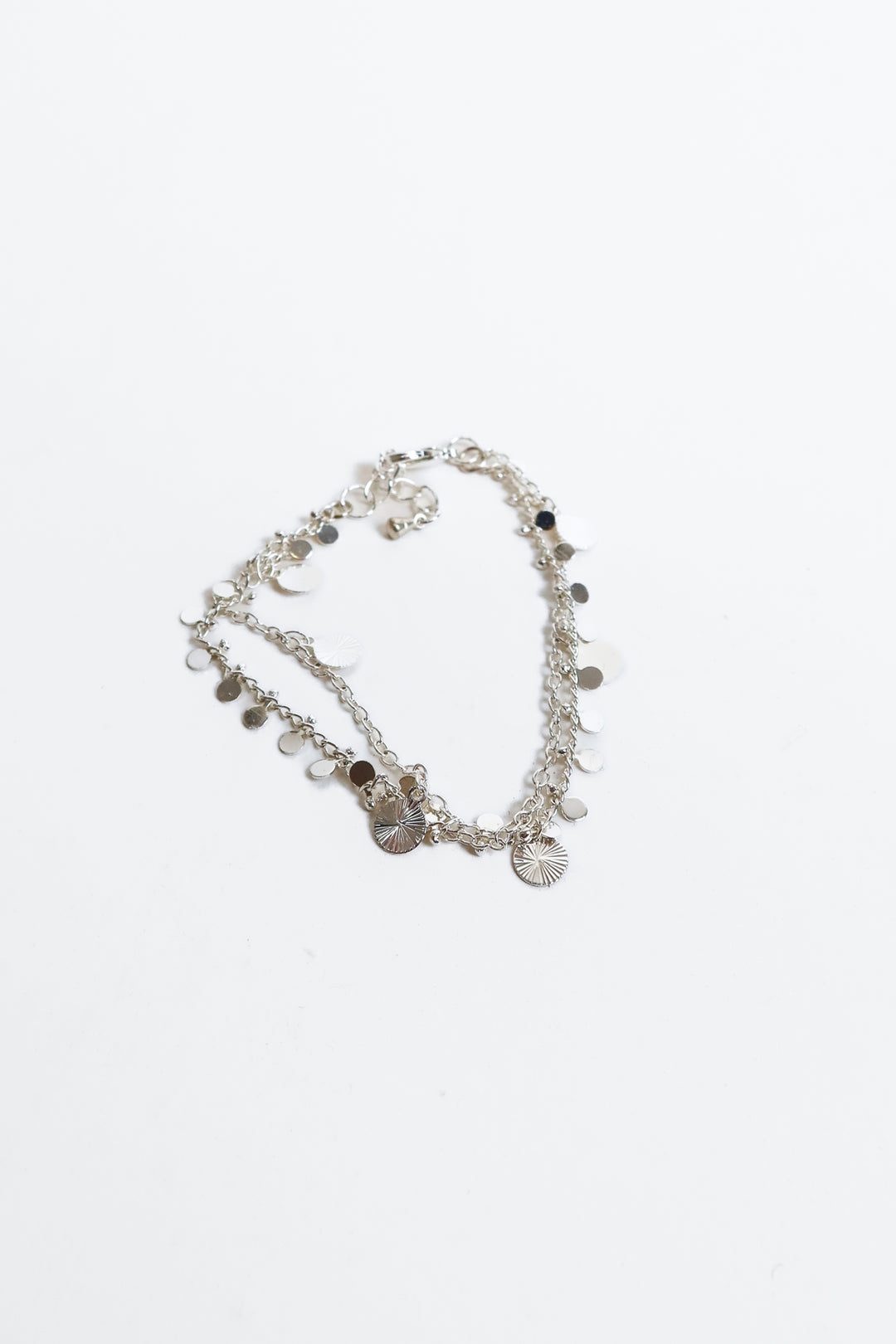 silver double chain bracelet