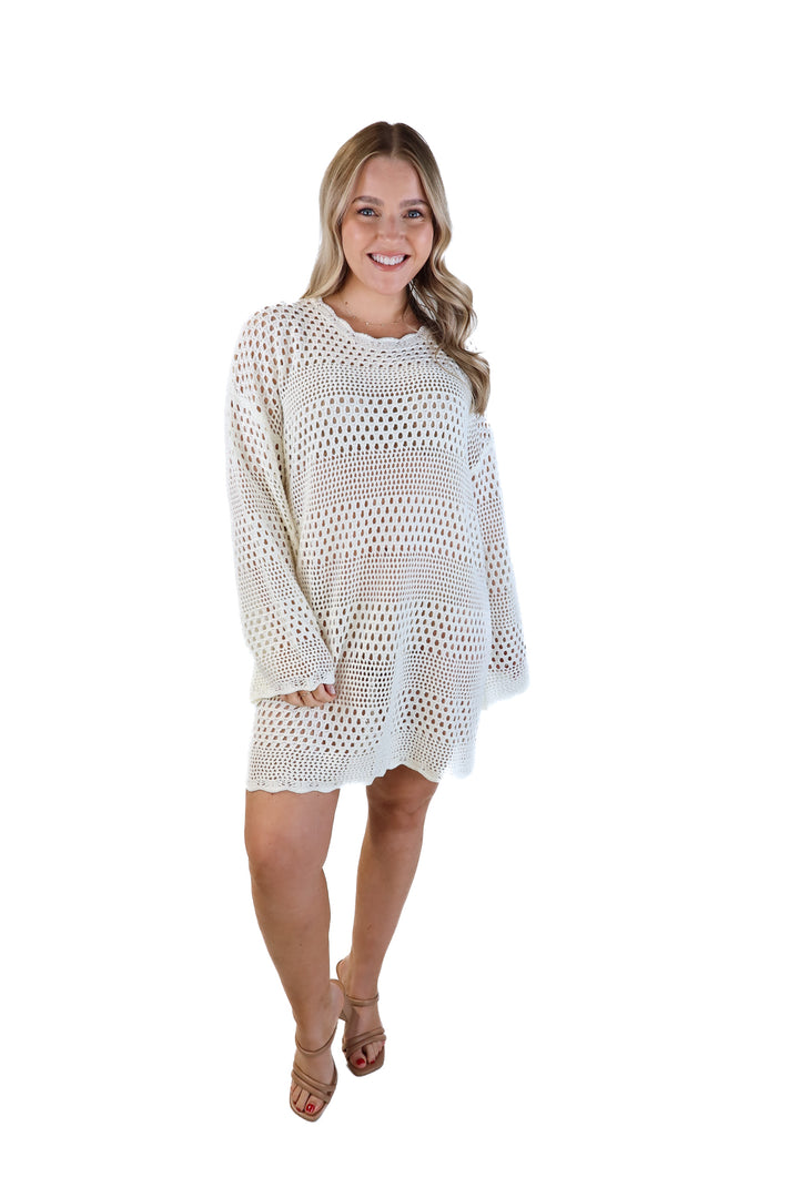 Anrabess white crotchet dress NWT (L; retail $57)
