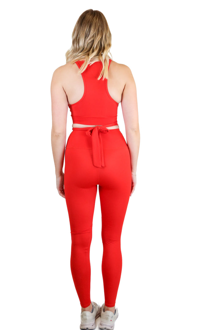 lanston sport bright red activewear set (s)