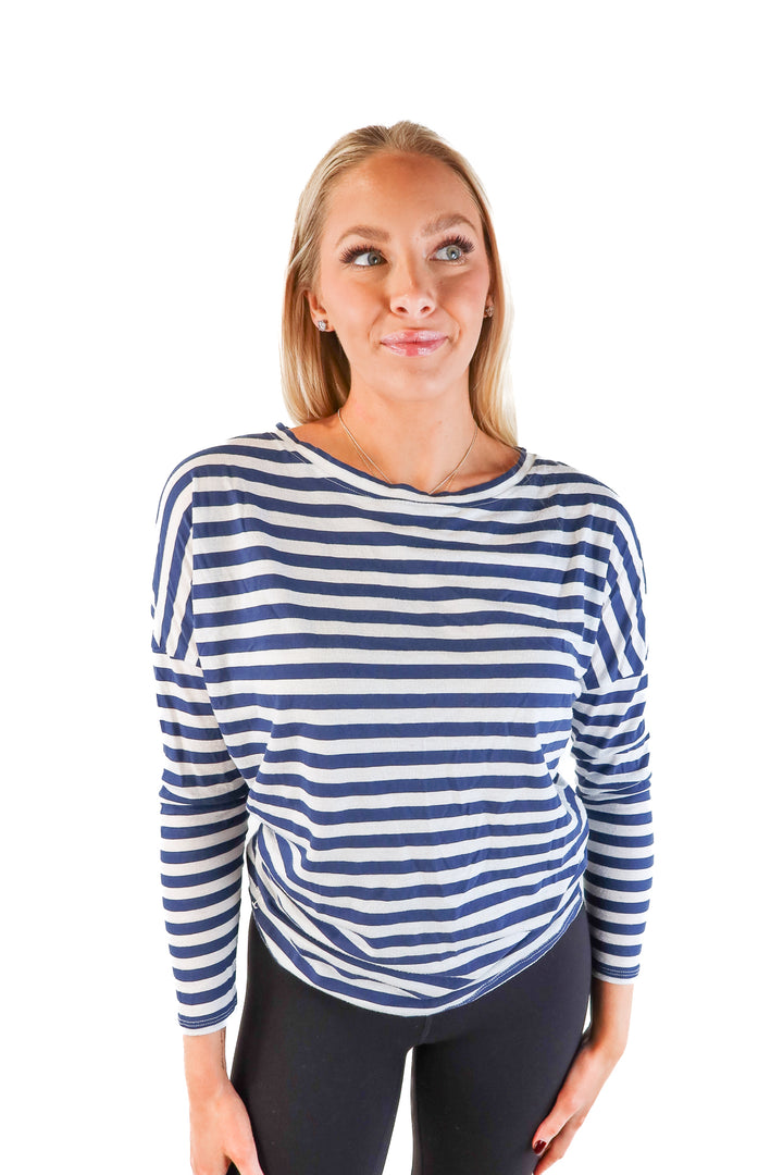 Lily Pulitzer navy/white striped top (s; retail $128)