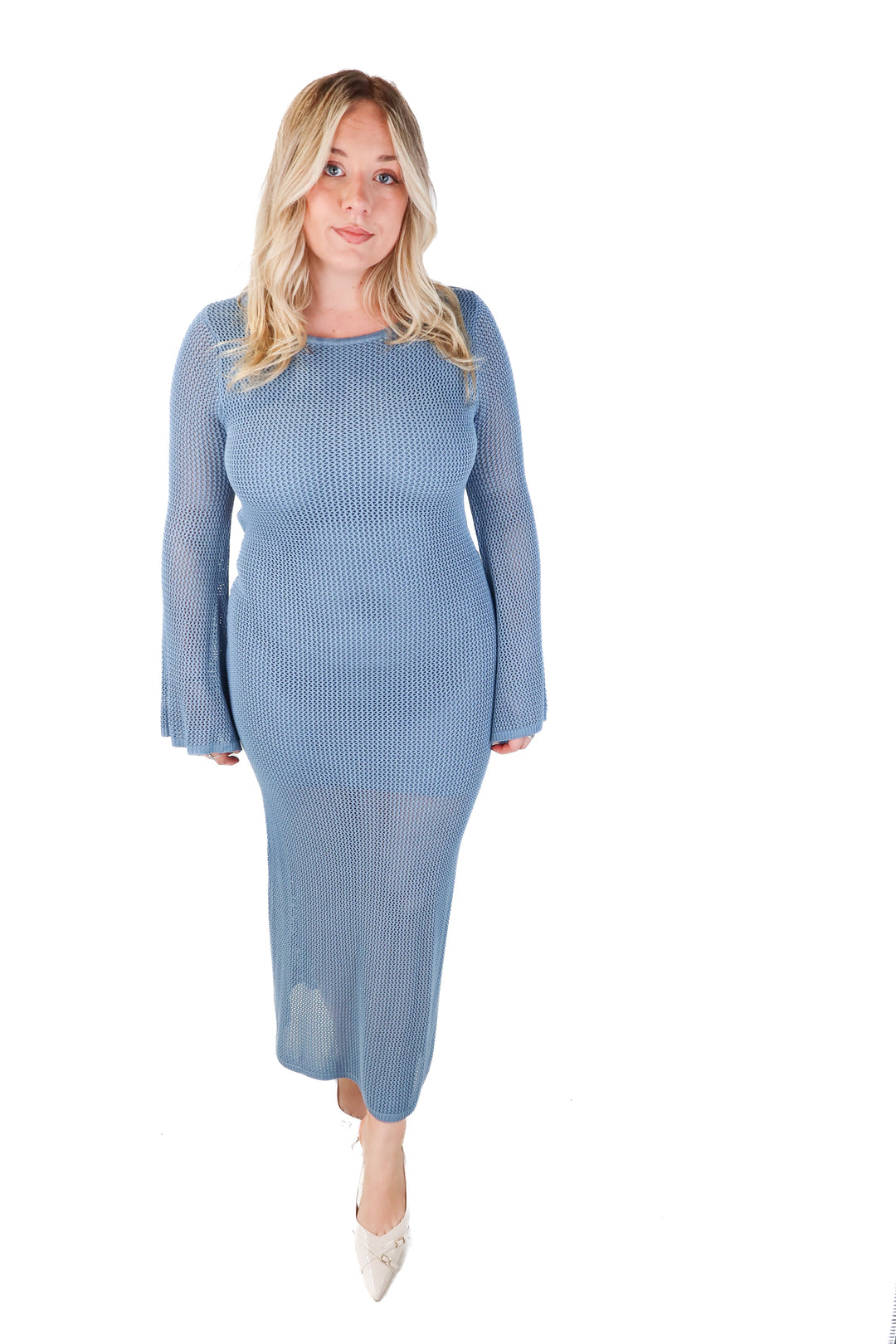 seven wonders blue crochet maxi dress (12; retail $132)