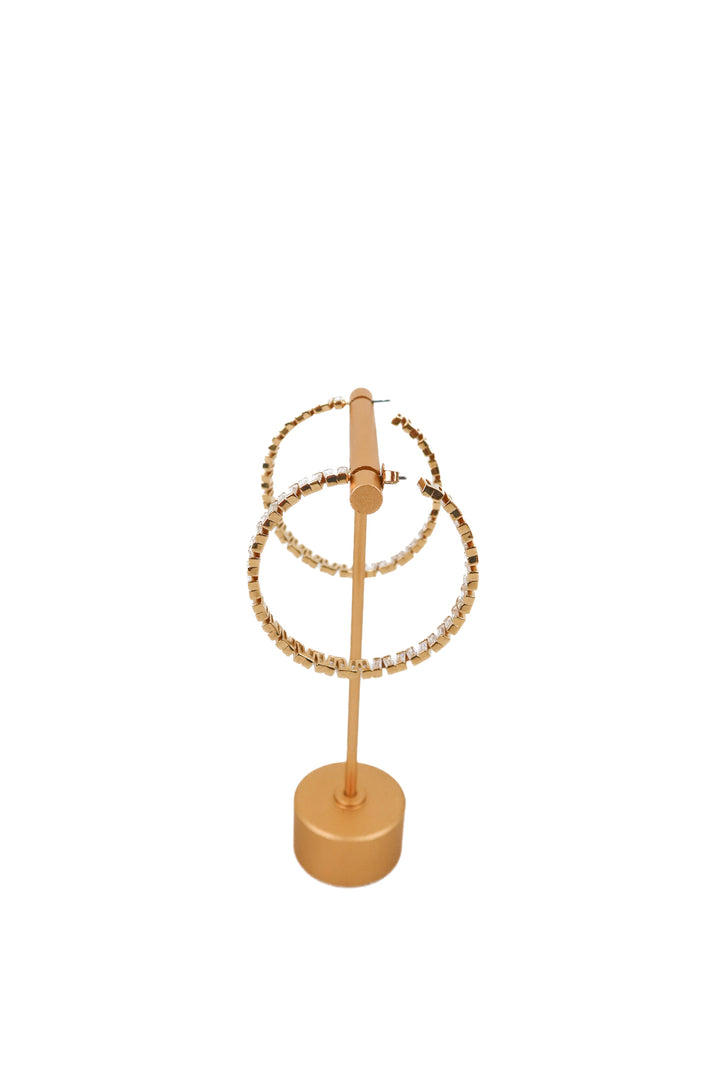 gold crystal open hoop earrings