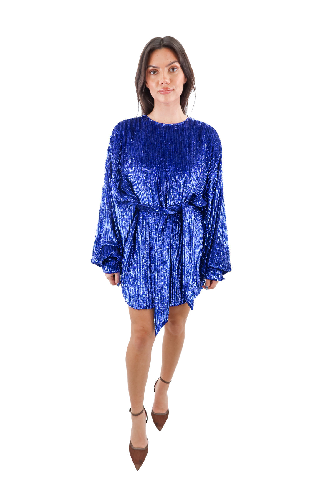 15. asos dark blue sequin longsleeve mini dress (8; retail $278) – Well-Dressed