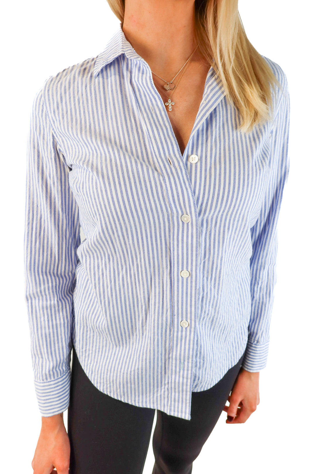 Vineyard vines blue/white striped button up (0; retail $98)